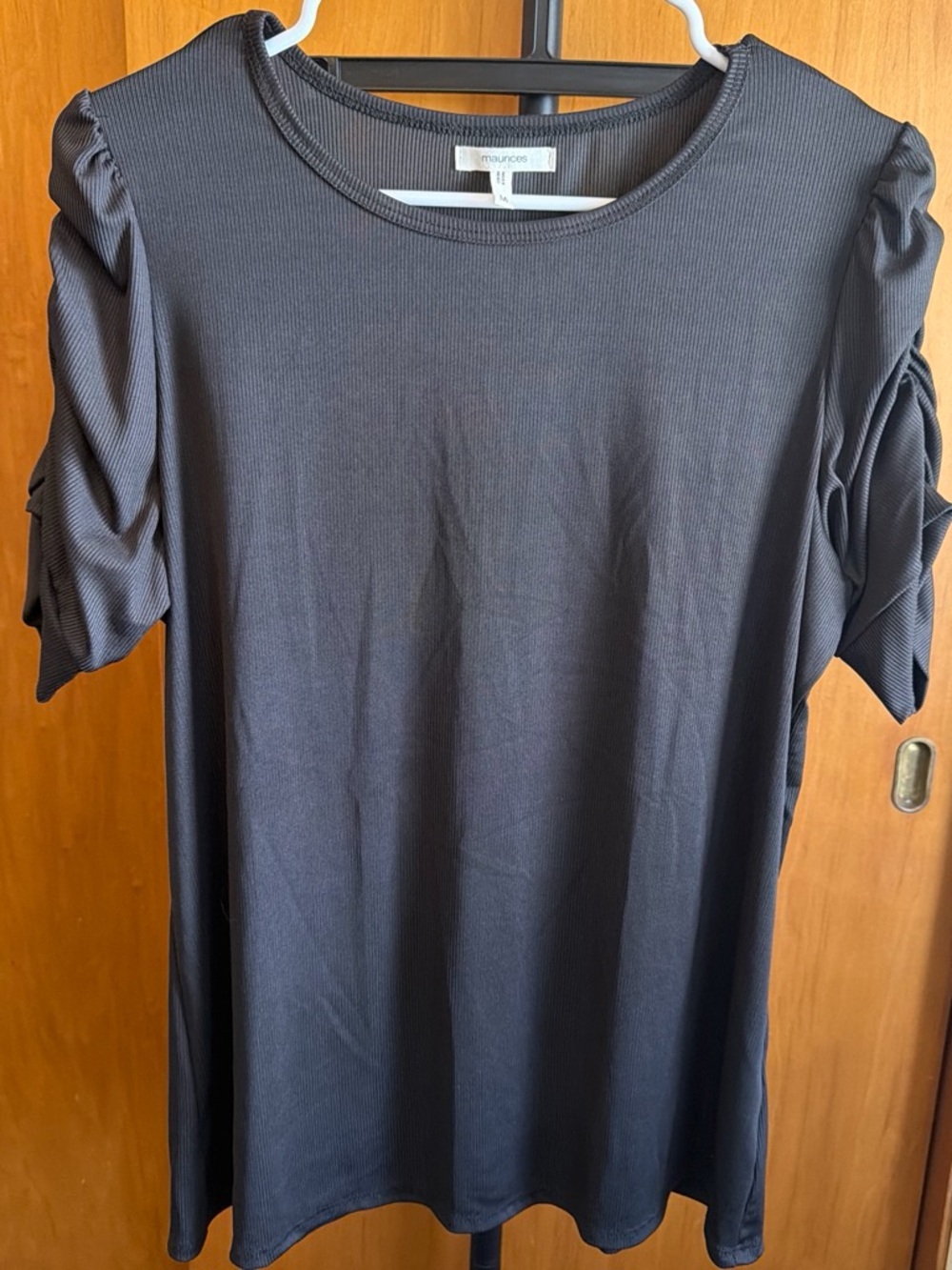 Maurices Black Short Sleeve Ruffle Accent Tee